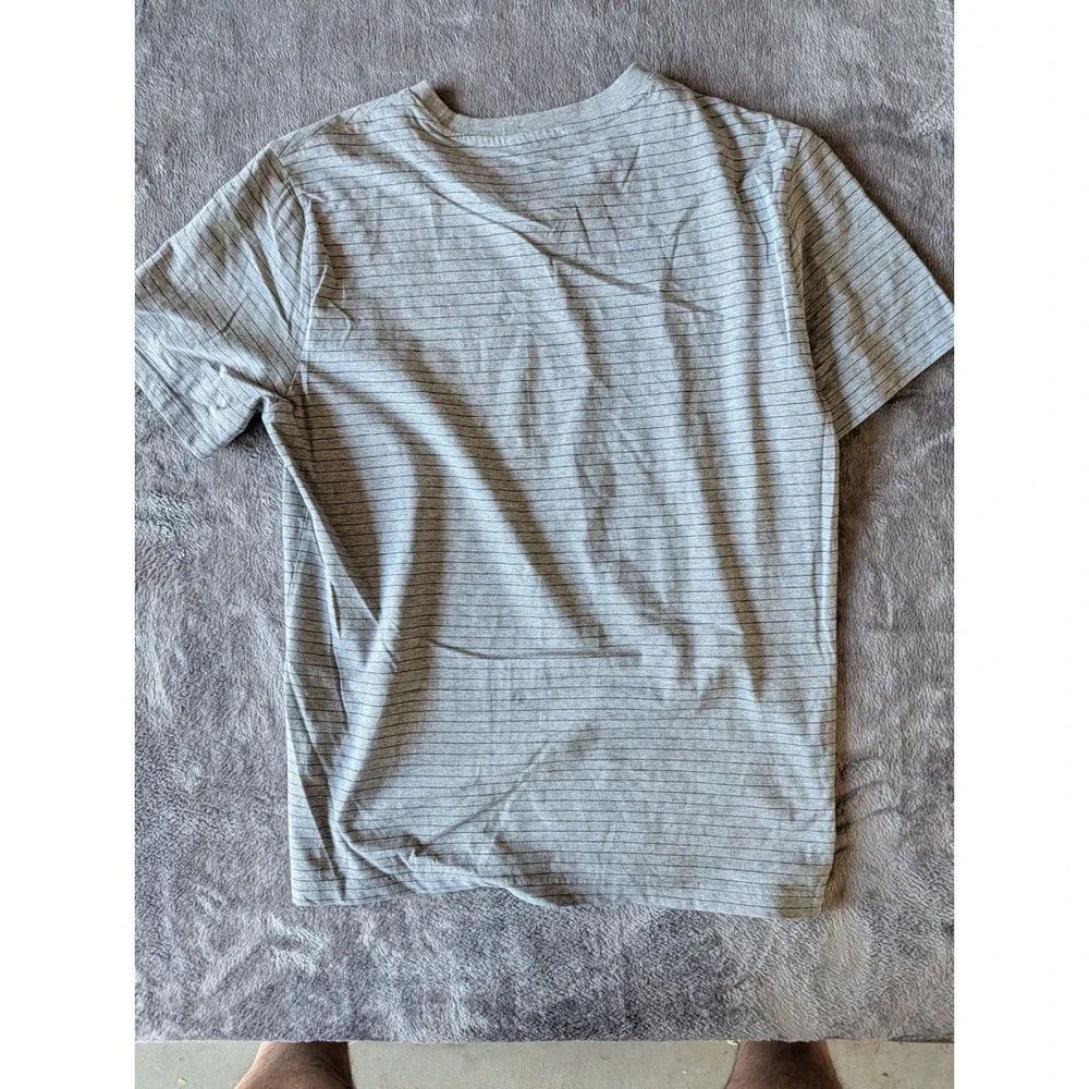 Banana Republic Mens Premium Wash Striped T-Shirt Gray Short Sleeve Crewneck M